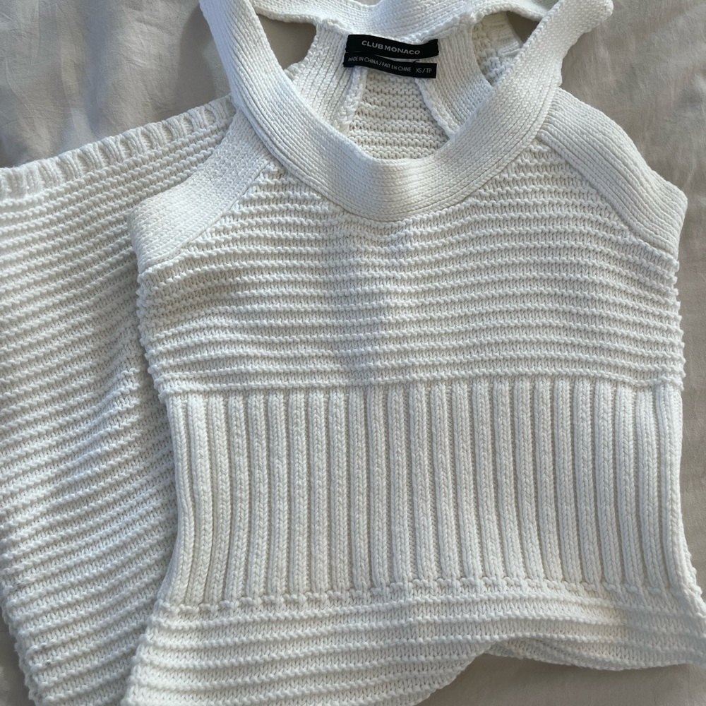 Club Mónaco white knit dress